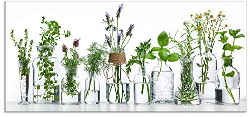 ARTland Spritzschutz Küchenrückwand aus Alu für Küche Herd Spüle 120x55 cm (BxH) mit Motiv Pflanzen Kräuter Gewürze Lavendel Basilikum Blumen H9KE
