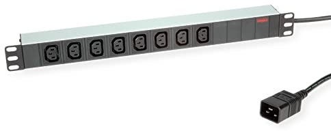 ROLINE 19-Steckdosenleiste 8fach C13 + C20-Stecker, Aluminium, 2 m