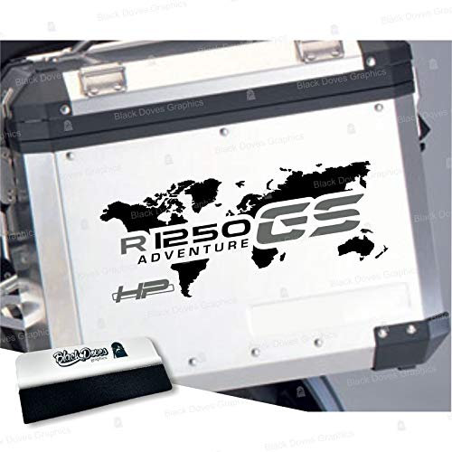 n.2 Adesivi per valigie allu sostitutivo per BMW R 1250 GS (Black/Grey)