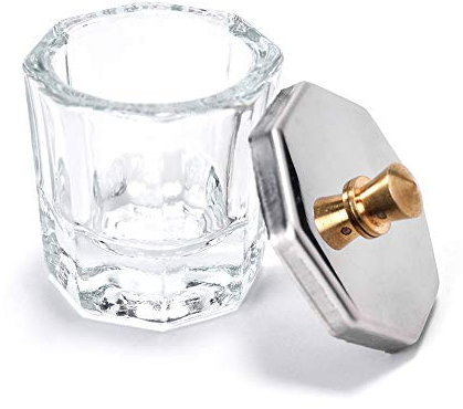Alexnailart Plato de cristal de Dappen con tapa de metal Nail Art Acrílico Polvo Nail Art Herramientas (1 #)
