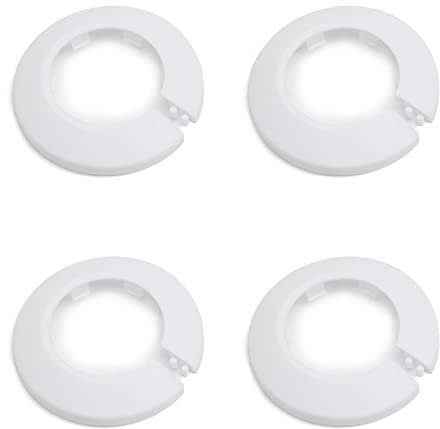 MroMax Passend für 4,2 cm Außendurchmesser, Flansch-Wasserrohrabdeckung, Dekoration, weißer PP-Kunststoff, 43 mm Rosetten-Rohrmanschette, 4 Stück
