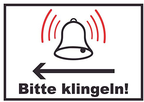 HB-Druck Bitte klingeln Richtungspfeil Links Schild A6 Rückseite selbstklebend