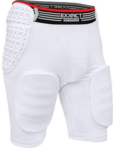 Exxact Sports Rebel 5-Pad Erwachsenen-Fußballgürtel für Herren mit integrierten Hüften, Oberschenkeln, Steißbeinpolstern, gepolsterte Kompressionsshorts, Herren-Fußball mit Cup-Tasche, schützende