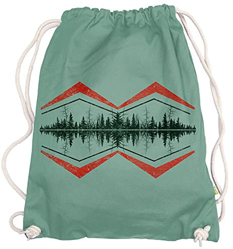 Ma2ca® - Red Lines Forrest Wald Wälder Natur Gymsac Turnbeutel - Stoffbeutel Tasche Hipster Sportbeutel Rucksack Bedruckt