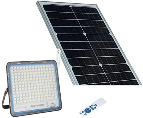 AntDau71 Projecteur LED extérieur 400W avec panneau solaire, lumière blanche 6000K spot solaire LED avec télécommande matériau aluminium étanche 5000lm énergie photovoltaïque