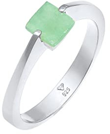 Elli PREMIUM Ring Damen Klassisch Pyramide Elegant mit Jade Edelstein in 925 Sterling Silber (58)
