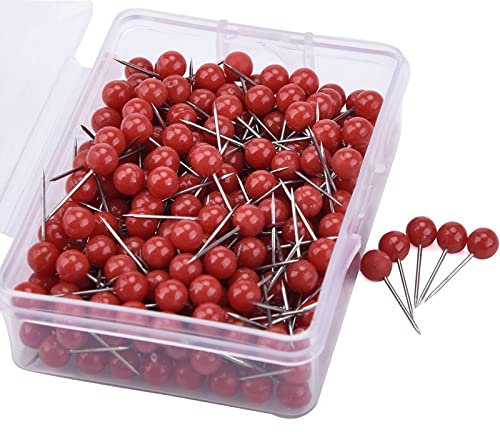 Egurs 300 Stück Karte Nagel Pinnadeln Map Push Pins mit Kopf für Markieren Reise Routen Adressen(5mm) Rot Rot
