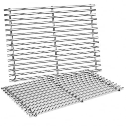 Uniflasy 7637 Edelstahl Grillrost 44,5 x 26 cm für Weber Spirit 200 & Spirit II 200, E-210 E-220 S-210 S-220(mit vorderen Brennerknöpfen), Grillrost Ersatzteil, 7 mm SUS304, 2 Stück