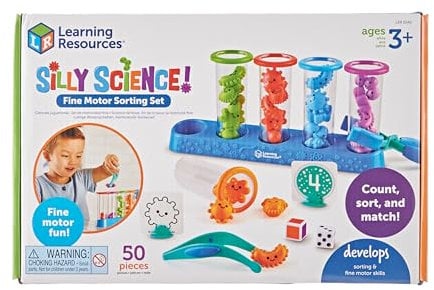 Learning Resources Silly Science Fine Motor Sorting Set, STEM Toys for Kids, Educational Toy, Preschool Fine Motor Skills, 50 Pieces, Age 3+, Multicoloured (LER5542)