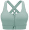 CLOUSPO Women Sports Running Post Surgery Yoga Zip Front Bra High Support Impact Crop Top Padded Cross Back (M, Green)