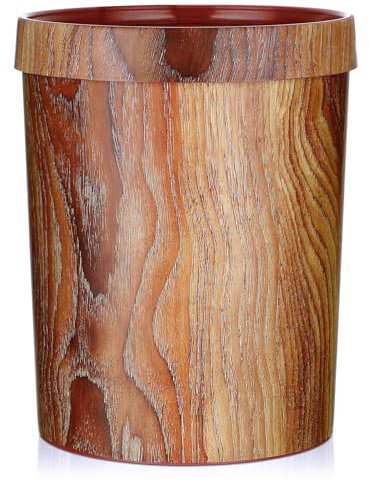 VICASKY Wooden Basket Office Bedroom - Wood Waste Paper Bin for Woodgraining Rubbish Trash Can Uncovered Large For Kitchen Bathroom Under Sink Bamboo