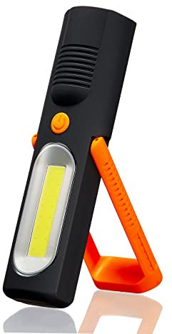 IOUQ LED+COB Torches Inspection Lamp Camping Light,Hands-Free Garage Workshop Flashlight for Auto,with Adjustable Bracket and Magnetic Base Design, Suitable for Emergency use at Home Work(Orange)