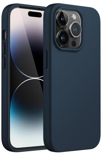 JETech Silicone Case for iPhone 14 Pro 6.1-Inch, Silky-Soft Touch Full-Body Protective Phone Case, Shockproof Cover with Microfiber Lining (Navy)