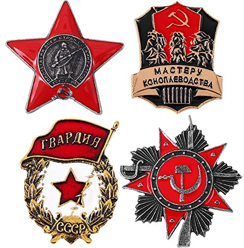 Russische Flagge Brosche 4 Stück Patriotismus Roter Stern Siegtag Anstecknadel Kommunistische Anstecknadel für Kleidung Rucksack
