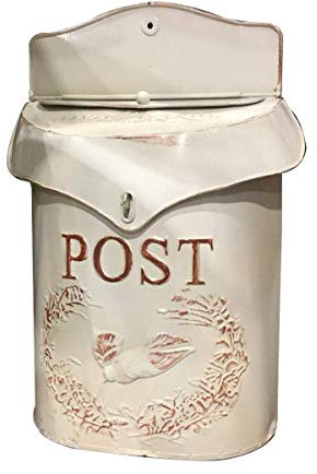 ADITAM Wandhalterung Briefkasten Briefkasten Briefkasten Vorschlagsbox Vintage Eisen Distressed Metal Landhaus Outdoor Home Decoration (Weiß) Double the Comfort