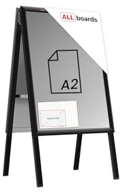 ALLboards Chevalet Porte-Affiche Double Face Cadre en Aluminium Noir – Format A2