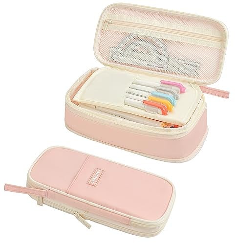 YOKUMA federmäppchen mäppchen federtasche federmappe etui Schule schlamppermäppchen groß Pencil case Aesthetic etui federmappe für Jungen mädchen Teenager Jungen,Rosa