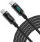 SooPii USB C auf USB C Kabel, 3M Nylongeflecht Type-C Kabel,100W PD Schnellladekabel mit LED Display für lPhone 16/15 Pro/15 Plus,lPad Air,MacBook Pro,Galaxy S23/S22 (Schwarz)
