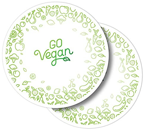 Runde Vinyl-Aufkleber (2 Stück) 10 cm – Go Vegan Green Gemüse Diät gesund für Laptops, Tablets, Gepäck, Scrapbooking, Kühlschränke #52899