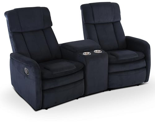 Raburg Kinosessel, 2er-Fernsehsessel mit Relaxfunktion & Liegefunktion, mechanisch, für 2 Personen, Taschenfederkern-Polsterung, Belastbarkeit je Sitzplatz 150 kg, Maxx, Cord-Mikrofaser|Nachtblau