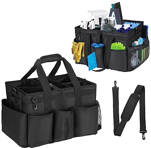 Portátil Bolsa de Limpieza con Correas de Hombro y Cintura Victop Grande Organizador de Suministros de Limpieza con Asa y Divisores, Multifunción Espesado Bolsa de Herramientas para Hogar Coche Jardín