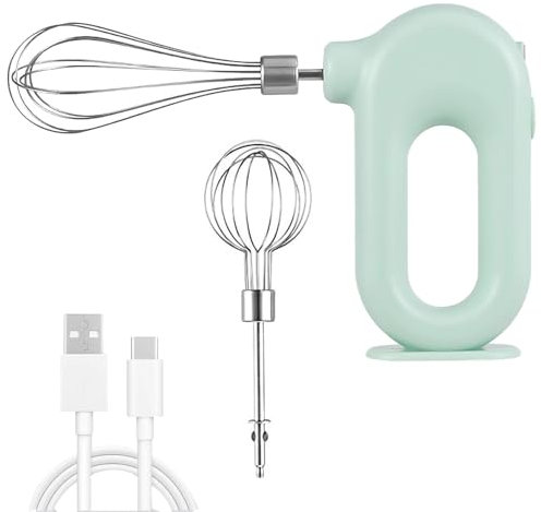 Batteur à Main Sans Fil, Mini Batteur à Main électrique Domestique USB Rechargeable Mini Batteur à Oeufs Portable Batteur à Oeufs Batteur électrique Avec 4 Modes De Vitesse(Vert)
