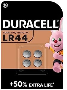 4X Duracell LR44 (1 Blister Da 4 batterie) 4 Pile (A76/V13GA/76A)
