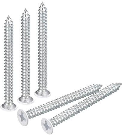 QUARKZMAN ST3.5x40mm Tornillos Autorroscantes, 25uds Tornillos Autoperforantes de Plana Cabeza Phillips, Madera Tornillos Blanco para Carpintería