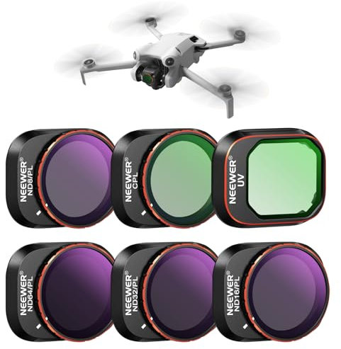 NEEWER Set di Filtro ND/PL Compatibile con DJI Mini 4 Pro, Confezione da 6 Accessori per Lenti per Drone UV CPL ND8/PL ND16/PL ND32/PL ND64/PL Polarizzatore a Densità Neutra, Vetro Ottico HD