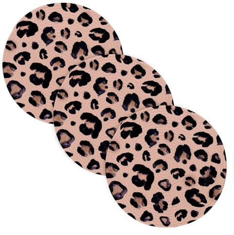 3 sottopentola per microonde con leopardo delle nevi nero, grigio, beige, per piatti caldi, 38,1 cm, in filo di cotone, assorbire l'acqua, decorazione moderna per casa di campagna