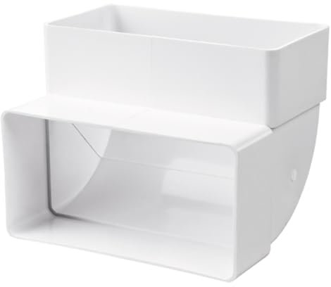 Curvo angolare a 90°, condotto di ventilazione verticale, 220 x 90 mm, raccordo per tubo rettangolare in PVC, angolo di 90°, per collegamento tubo, collegamento a canale piatto, VENTS 9292 (gomito a