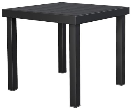 YITAHOME Gartentisch, 78x78cm Terrassentisch mit WPC-Holztischplatte und Aluminiumrahmen, wetterfest, quadratischer Outdoor-Terrassentisch mit E-Beschichtung, Outdoor-Esstisch für Garten, Schwarz