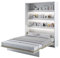 MEBLINI Schrankbett Bed Concept - Wandbett mit Lattenrost - Klappbett mit Schrank - Wandklappbett - Murphy Bed - Bettschrank - BC-12-160x200cm Vertikal - Weiß Hochglanz/Weiß mit Matratze
