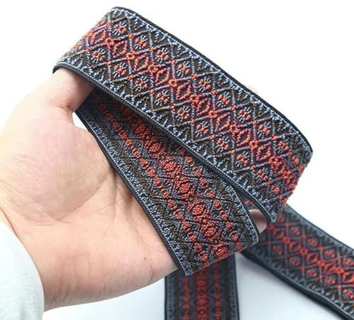 YOLNEY 1/2/3 Meter 50 mm Ethno-Jacquard-Gummiband, Gürtel, Haarband, Stretchband, Rock, Gürtel, Taschengurt, Federband, Nähen, 25-50 mm, 1 Meter
