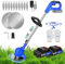 DayPlus Schnurloser Strimmer Rasentrimmer mit 2 Akkus, Leichter, einziehbarer, wiederaufladbarer Grasstrimmer Rasenmäher, für Garten, Hinterhof, Unkrautbeseitigung, Bäume