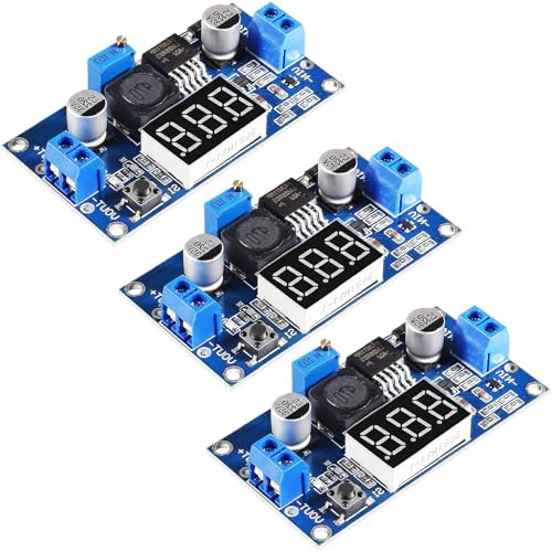 VISSQH 3 Stück DC-DC Buck Converte Einstellbarer Spannung Modul DC-DC 4-40V bis 3,3-24V Step-Down Wandler Modul mit Digitaler Voltmeter Anzeige