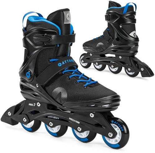 ATTABO Herren Cyclone Fitness Inliner Größe 46 EU ABEC-7 Räder PU 82A Halbharte TPR Schale Bremse Komfort Stabilität Dreifache Anpassung Langlebige Materialien, Schwarz/Blau