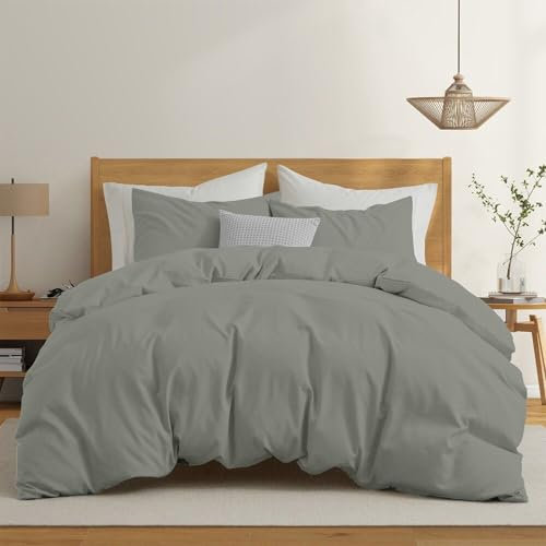 Dreamzie Bettwäsche 220x240 Baumwolle - Anthrazit - Bettbezug 220x240 und 2X Kissenbezug 80x80 cm - Oeko-Tex Zertifiziert - Bettwäsche-Sets 3teilig