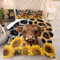 CCoutueChen Bettwäsche-Set mit Kuhmuster, Queen-Size-Größe, rustikale Leoparden-Sonnenblumen, Tröster für Mädchen, 3-teilig, weiche Bauernhaus-Mikrofaser, leichte Bettdecke mit 2 Kissenbezügen