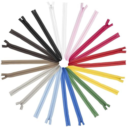 Aerzetix - C77804 - Set di 12 Cerniere a Spirale 55cm N°3 Invisibili Non separabili con cursore - Cerniera Lampo - in Colori Assortiti - in Nylon