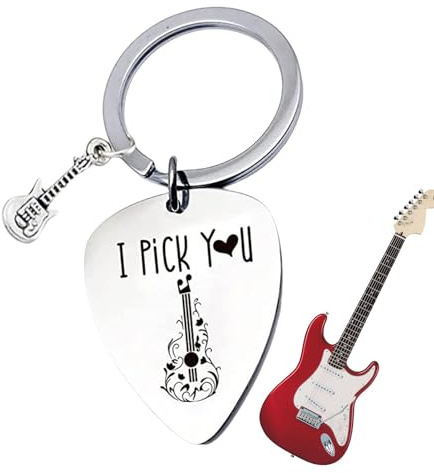 Raxove Porte-clés avec médiator de guitare, porte-clés médiator de guitare, médiator de guitare à collectionner I PICK YOU pour amateurs de guitare - Fournitures de guitare pour guitaristes hommes