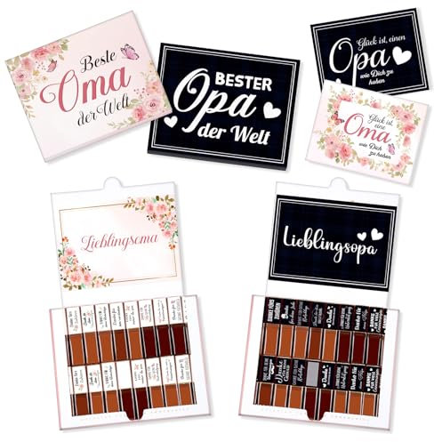 Perthlin Opa Oma Schokolade Aufkleber Bester Opa Beste Oma Danke Karte Schokolade Box und Aufkleber Set Schokolade Sticker für Süßigkeiten Box Weihnachten Geburtstag Geschenke