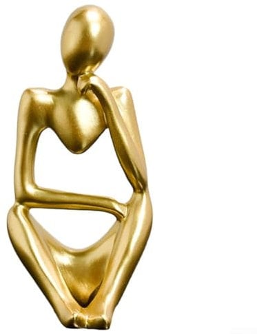 Besttoolifes Thinker Skulptur Ornament, moderne Heimdekoration, Skulpturen Figuren für abstrakte Figur, Statue, nordisch, links rechts denkend, Kunstharz, Handwerk, 6 x 5 x 13 cm (Gold B)