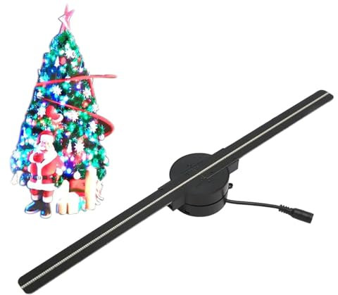 Yjkedfh Proiettore ologramma ventola,Ventola olografica, Proiettore con ventola olografica da 16,5 pollici con 244 luci LED, Proiettore natalizio, display olografico per albero di Natale,
