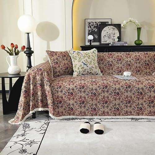 Kuscheldecke Retro Rote Blume Decke Polyester Kuscheldecken Sofadecken Langlebig Sofadecke Kuschelig Waschbar Blanket Mit Quasten Decken für Sofa Mehrzweck Decke für Sofa 180x230cm