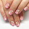 French Tip False Nails With Floral Design, SXVME Pink French Tip Press on Nails Short Square Flowers Full Cover Spring Nude Fake Nails Press on, Natural Glue on Nails for Women in 24 Pcs