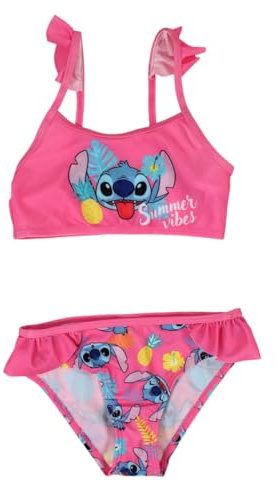 Lilo & Stitch, Bikini, Zweiteiler, Mädchen, Jungen (von 3 bis 8 Jahren), Set, Badeanzug, 2-teiliger Bikini, Pool, Strand, Schwimmen, Sommer, Modell Dis LIS 5244C724 S1-3/4A, Rose