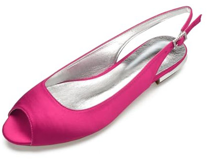ottspu Scarpe da Sposa Sandali Piatti per La Sposa Peep Toe Sandali da Piatti,Rose,39 EU