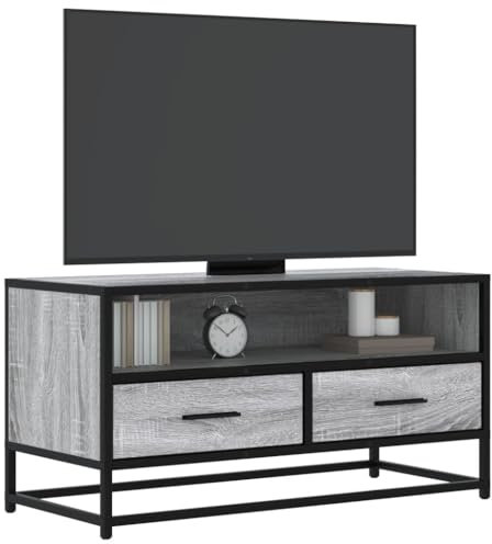 NQJIBUE Item-Mobile TV grigio Sonoma 80x34.5x40 cm in legno e metallo ingegnerizzato, centri di intrattenimento e supporti TV