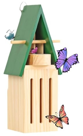 Holz Schmetterlingshaus für Garten 11.8x3.5 '' mit Lebensmitteln und Wasserfuttermittel.